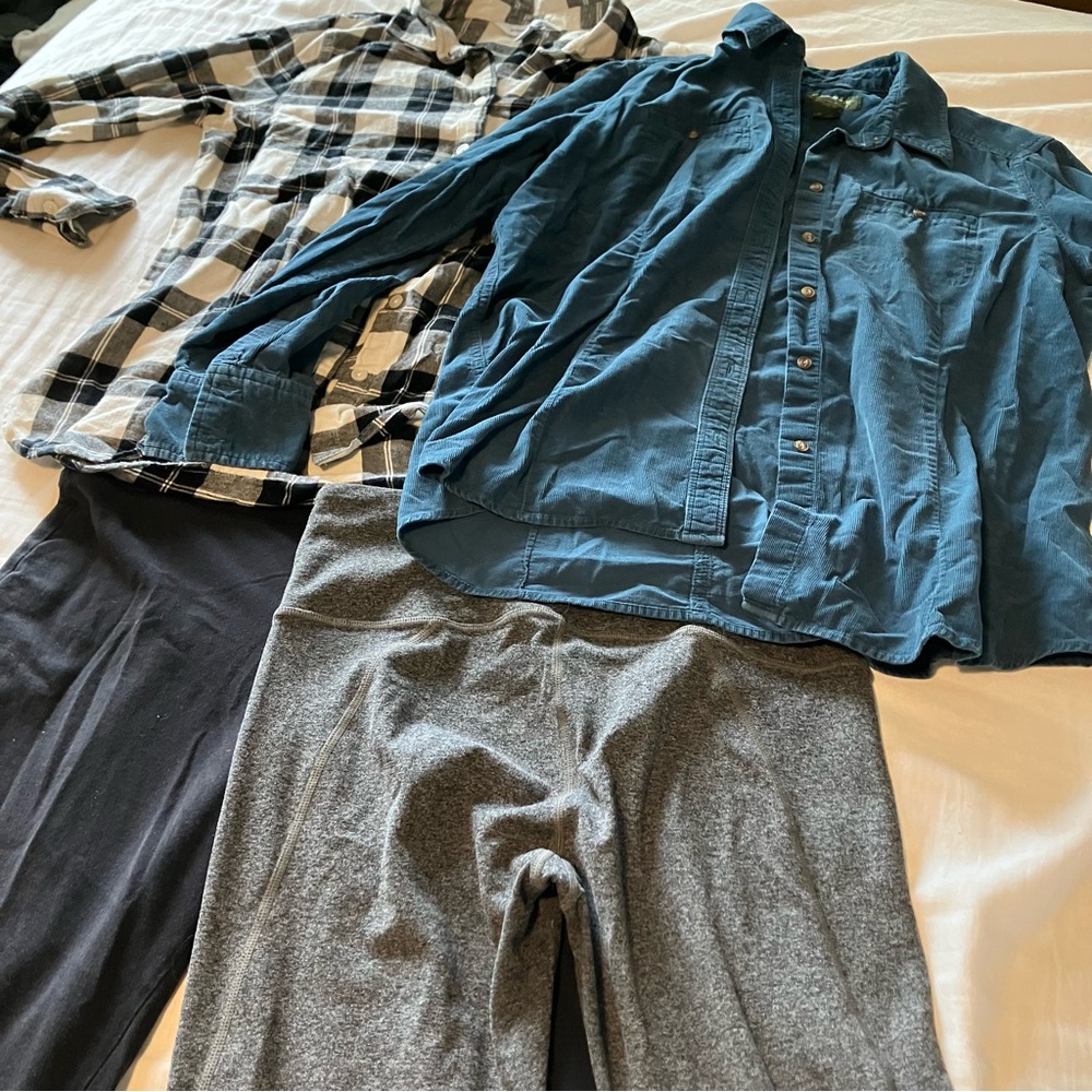 Eddie Bauer style bundle Atheta fall capsule cozy cumfy button downs leggings